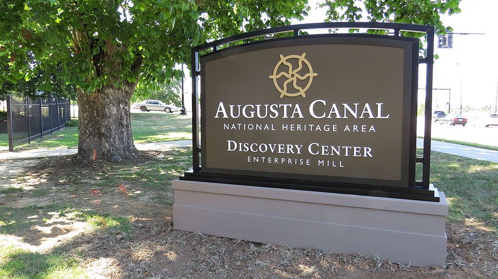Welcome sign of Augusta Canal National Heritage Area