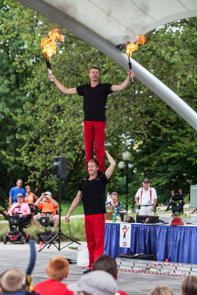 Fire acrobats at Iowa State Fairgrounds