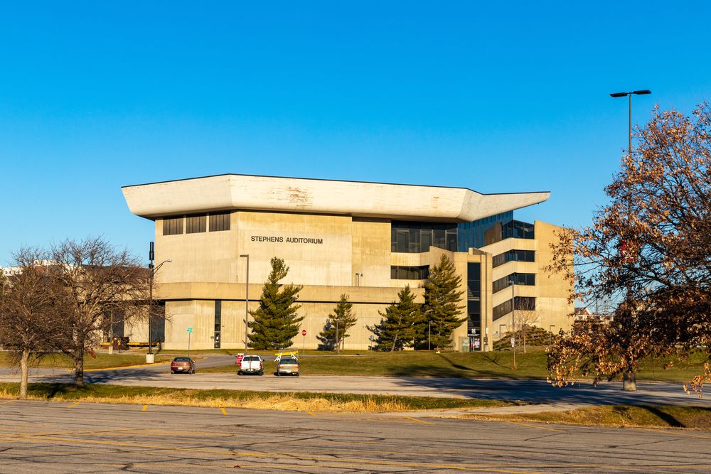 View of Stephens Auditorium from across the road