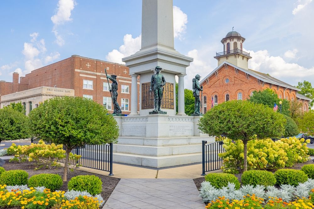 Statues on Steuben County Soldiers Monument's base