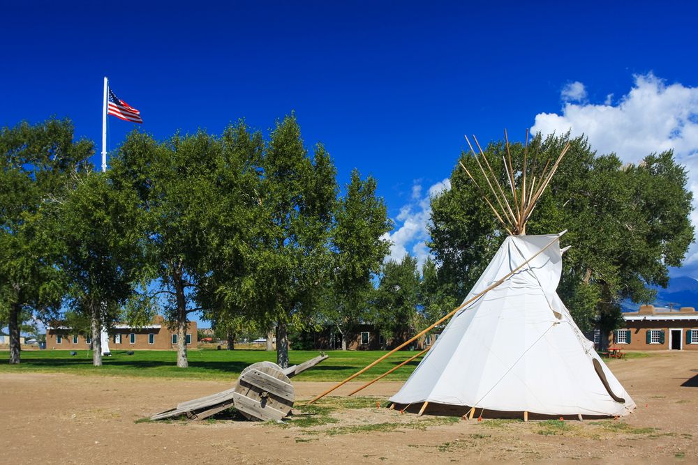 A white tent at Fort Garland Museum.