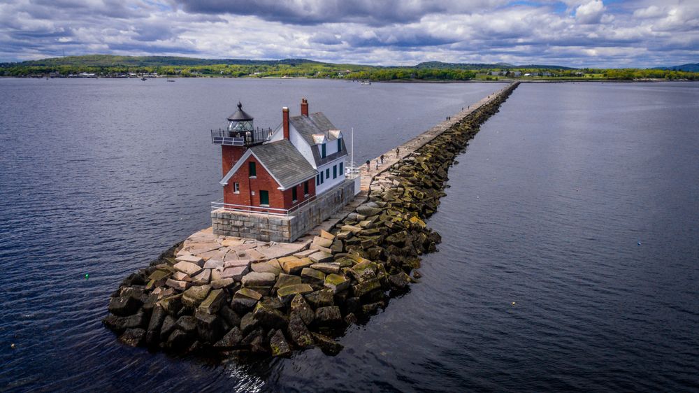 Aerial View at Rockland Breakwater Lighthouse