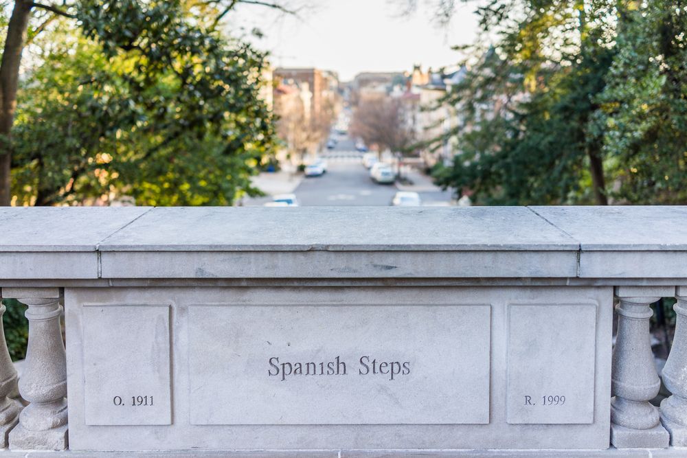 Signage of Decatur Terrace Steps and Fountain