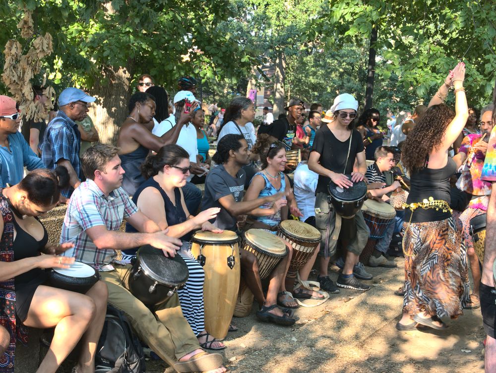 Drum circle at Meridian Hill Park