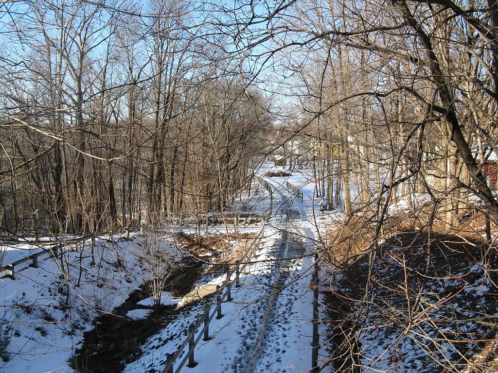 Winter scene at Amesbury Riverwalk Trail