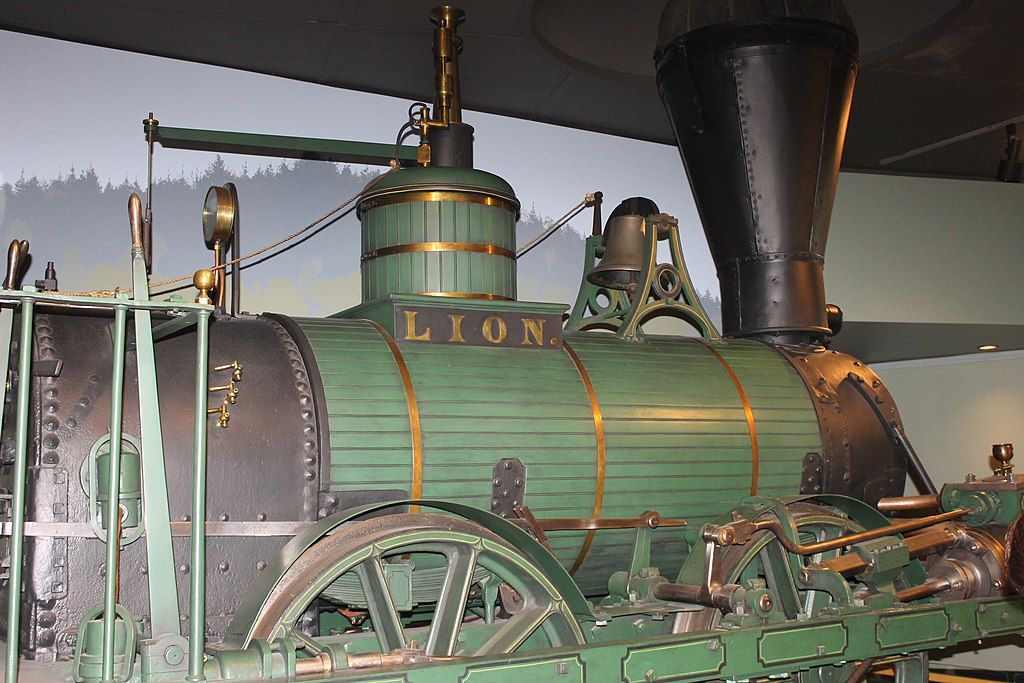 Lion locomotive displayed in Maine State Museum