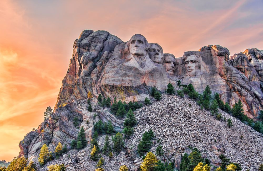 Sunset behind Mt. Rushmore National Memorial