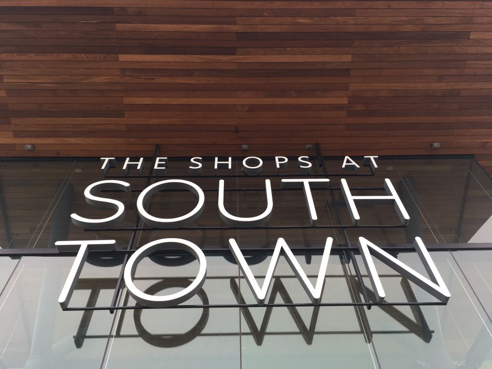 Sign of The Shops at South Town in Sandy, Utah