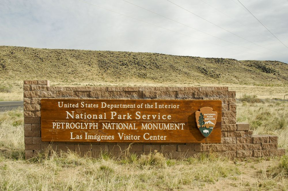 Welcome sign of Petroglyph National Monument