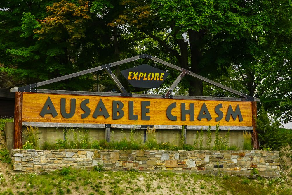 Welcome sign of Ausable Chasm
