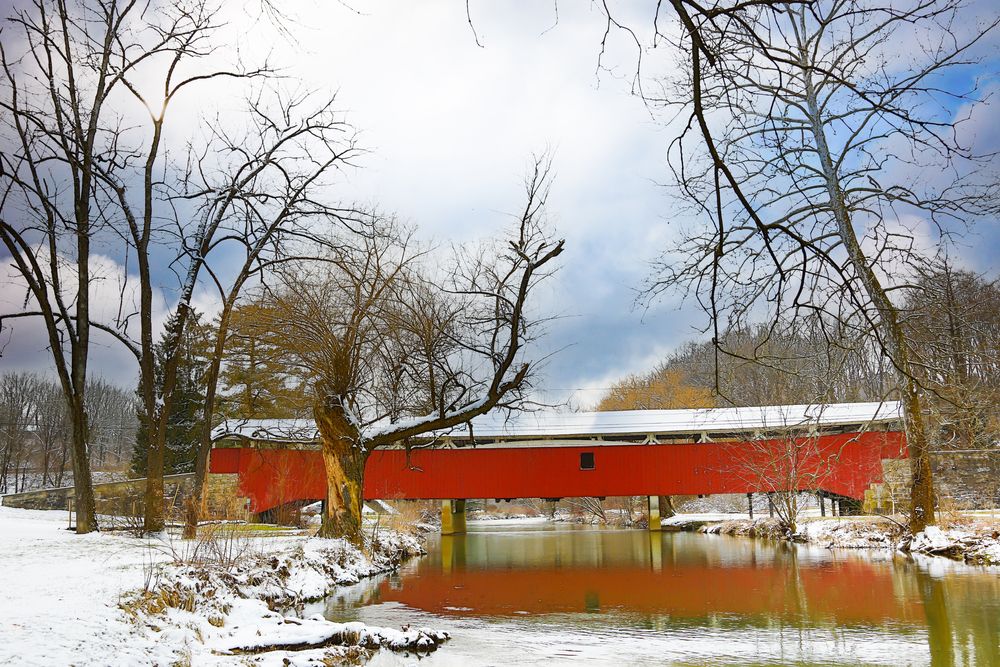 Side view of Bogert Covered Bridge