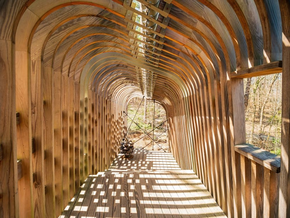 Interior of children's garden treehouse at Garvan Woodland Gardens
