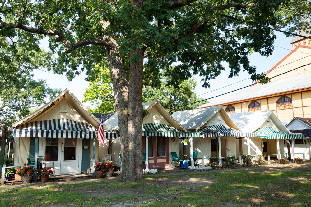 Lined up tent houses at Tent City