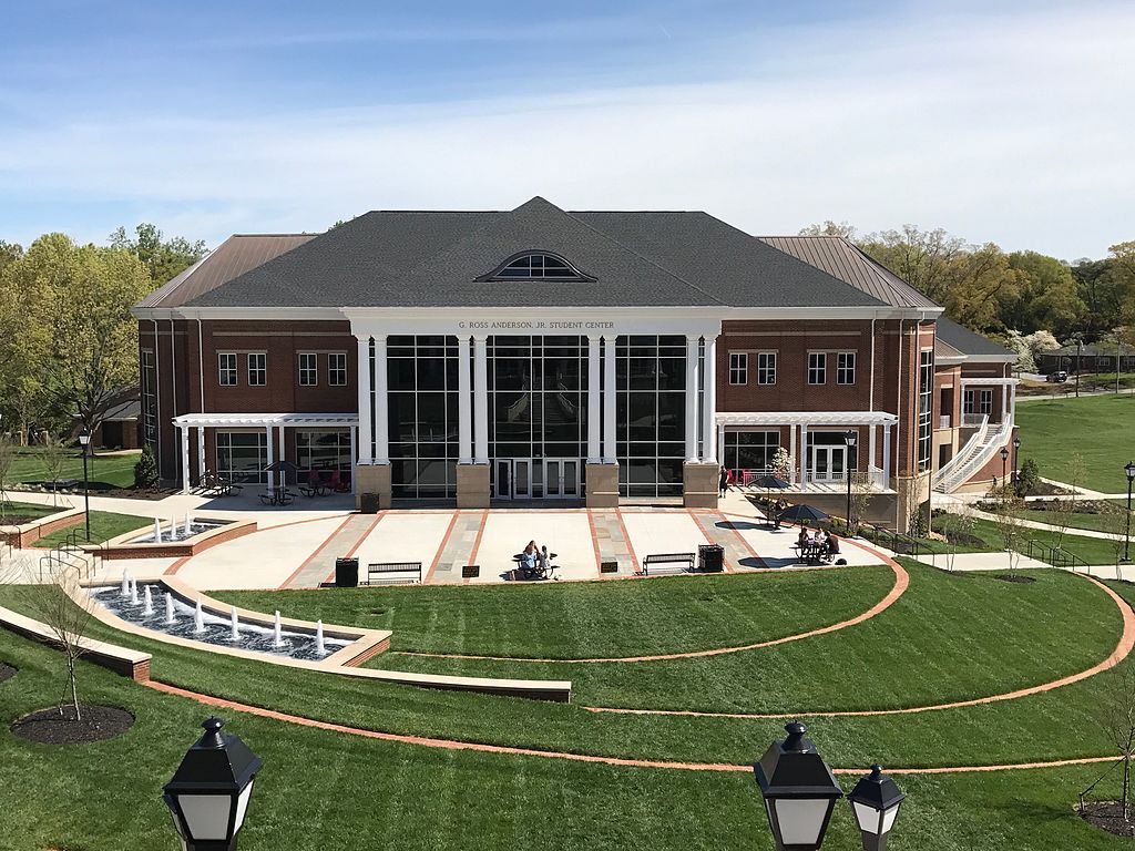 Aerial view of Anderson University's student center