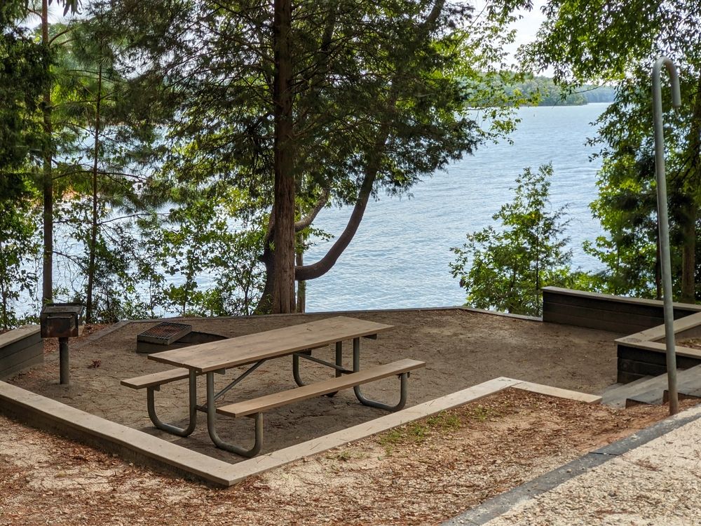 Picnic table overlooking Lake Hartwell