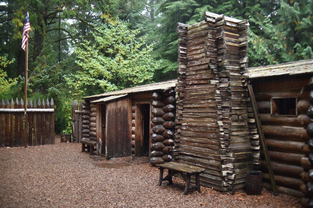 Exterior of a log cabin at Fort Clatsop