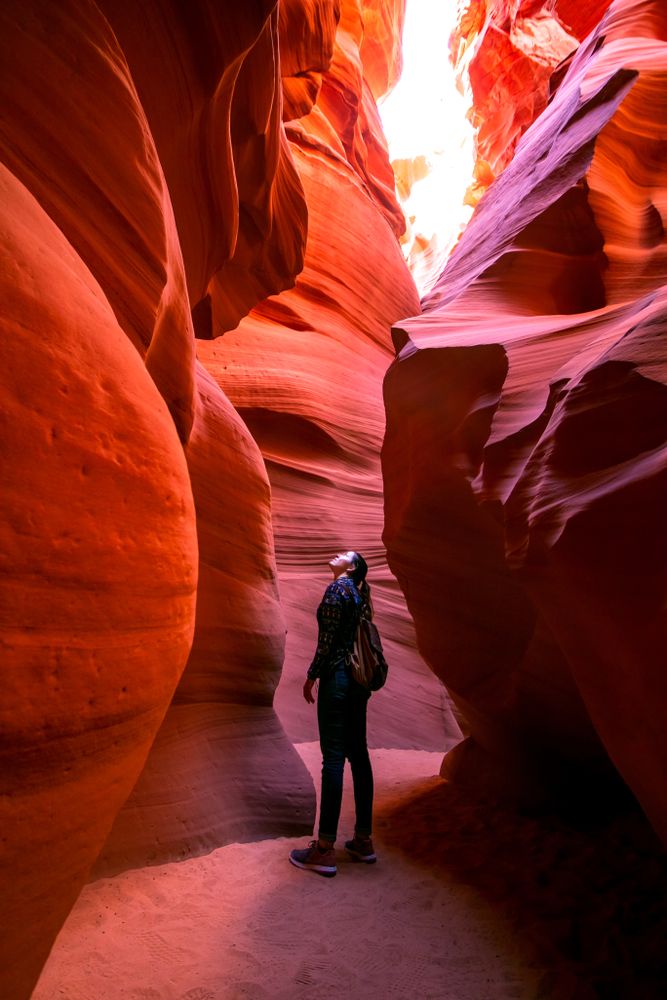 View of a Woman at Antelope Canyon