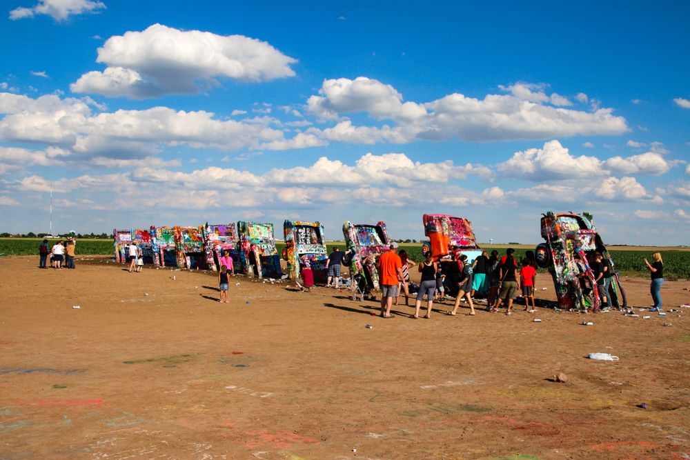 People at Cadillac Ranch