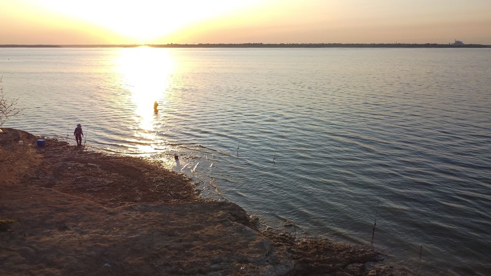 People fishing at Lavon Lake