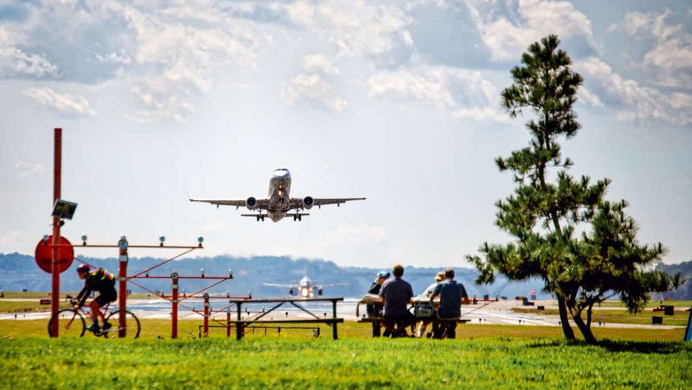 A plane taking off at Gravelly Point