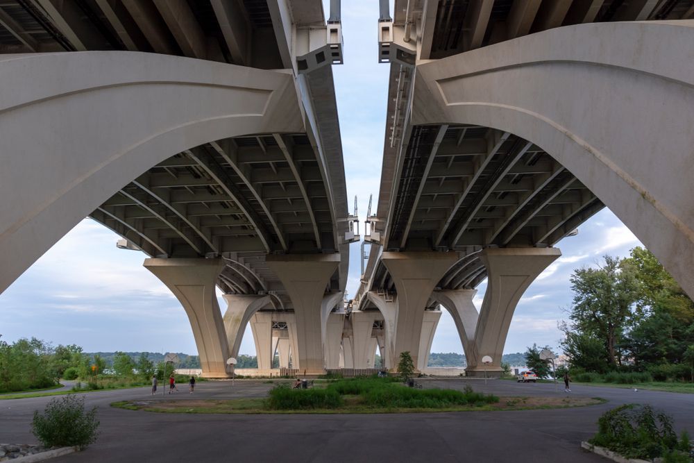 Jones Point Park grounds under a bridge