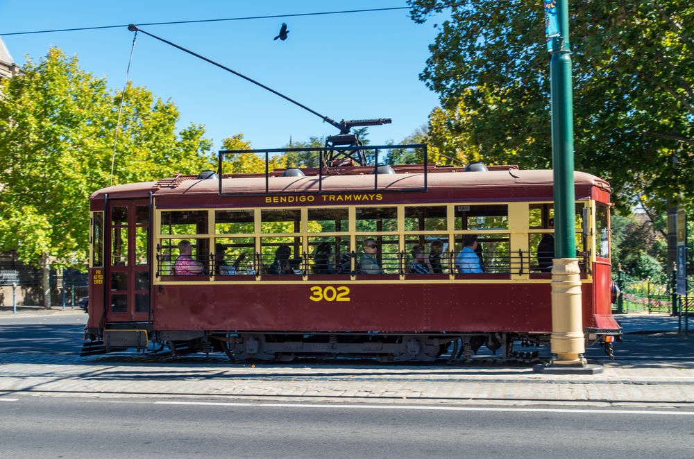 Tourists riding Bendigo Tramway