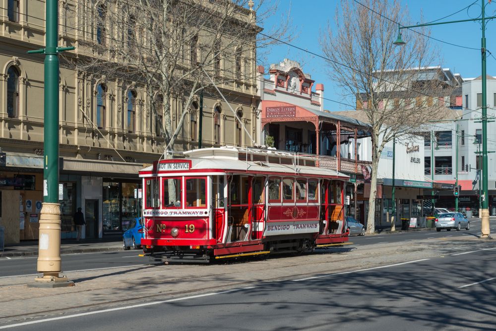 Bendigo Tramways on the street of Bendigo
