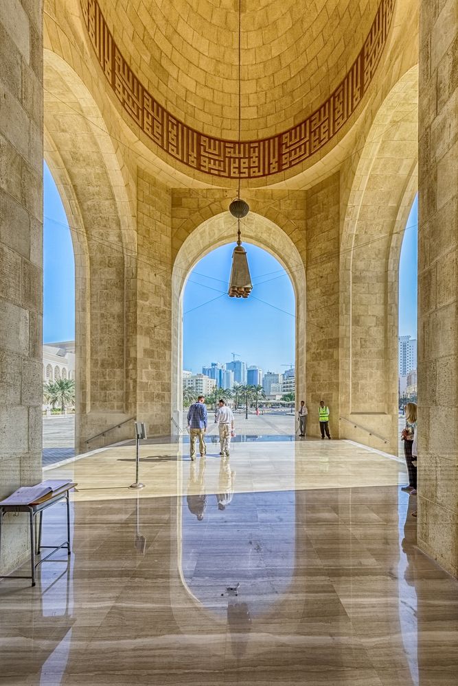Inside the halls of Al Fateh Grand Mosque