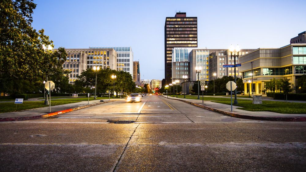 The road of Downtown Baton Rouge
