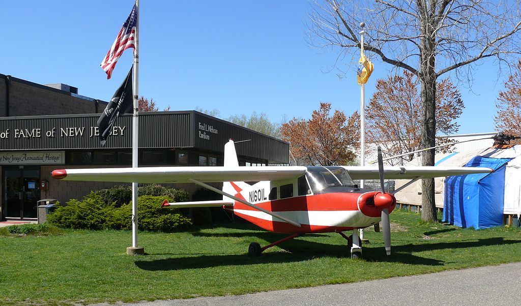 An aircraft in front of the Aviation Hall of Fame