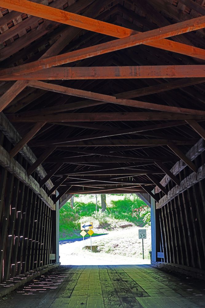View from inside the Loux covered Bridge