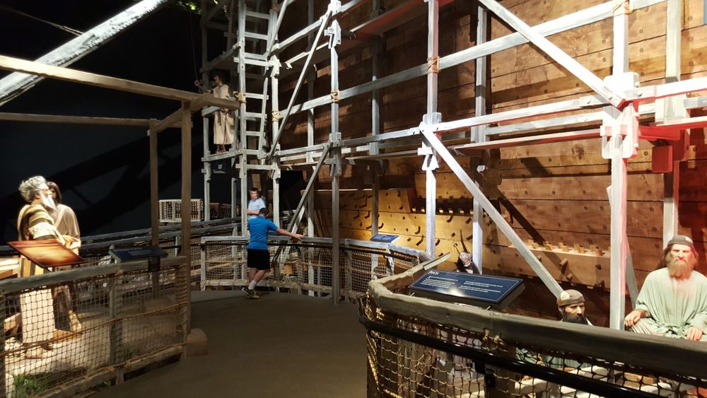 Construction of Noah's Ark diorama in the Creation Museum