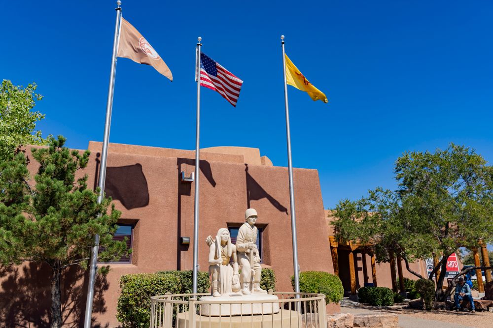 Statue in front of Indian Pueblo Cultural Center