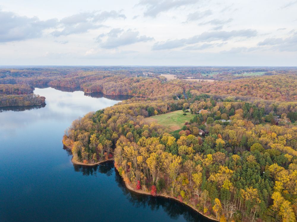 Aerial view of Loch Raven Reservoir Park