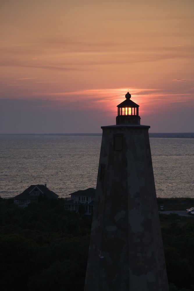 Silhouette of the Old Baldy Lighthouse during sunset