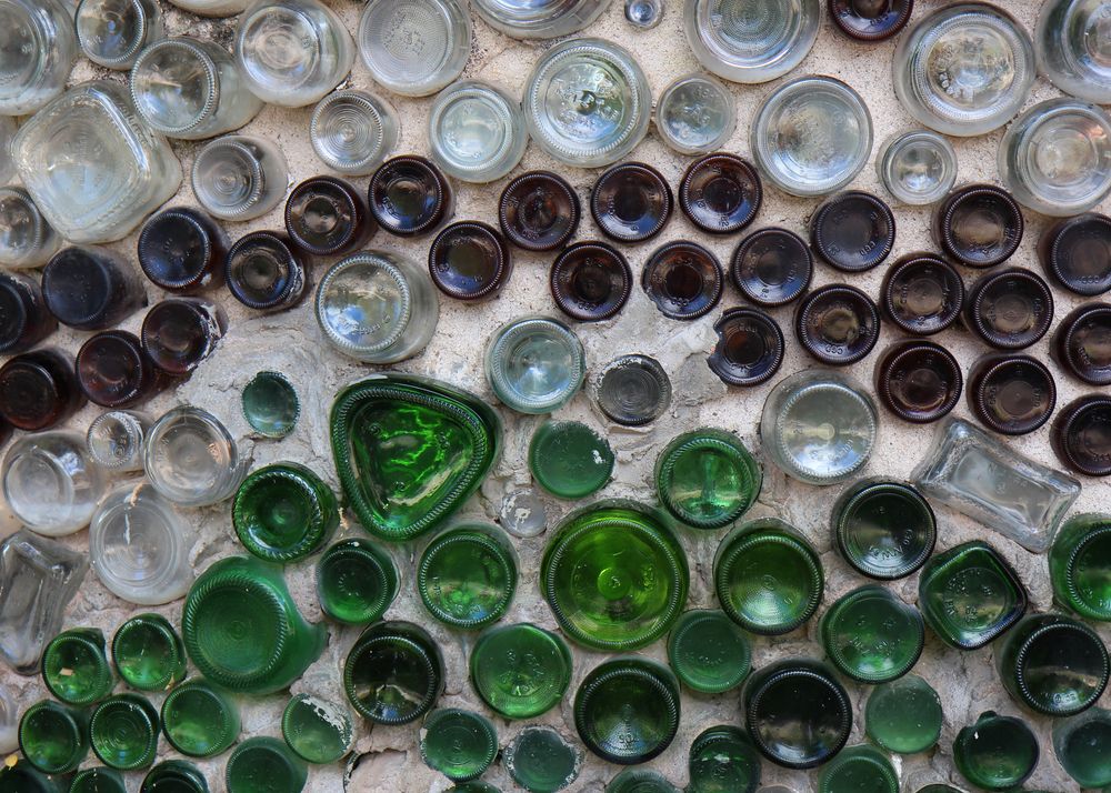 Bottle wall at Tinkertown Museum