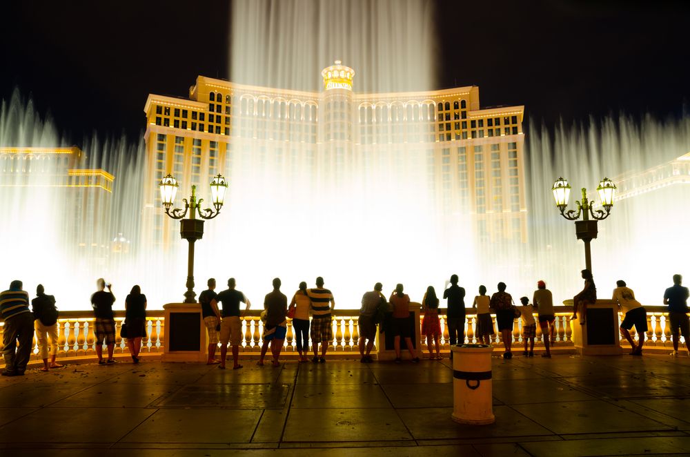 Musical fountains in front of Bellagio Hotel at Las Vegas