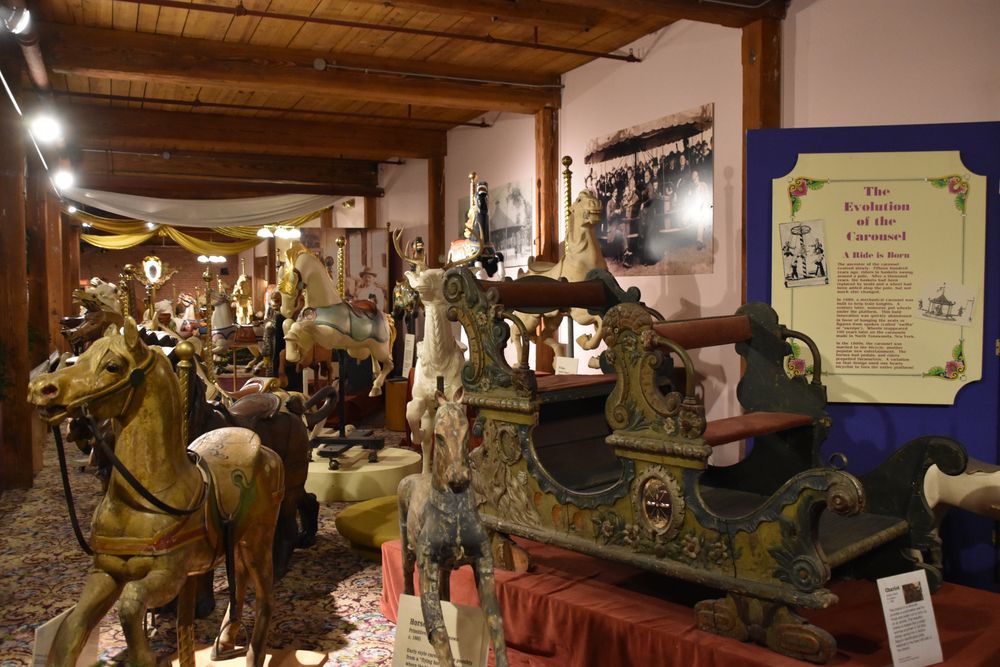 Carousel evolution exhibit in the New England Carousel Museum