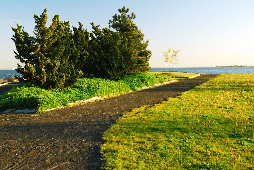 Trail leading to Sherwood Island State Park's beach