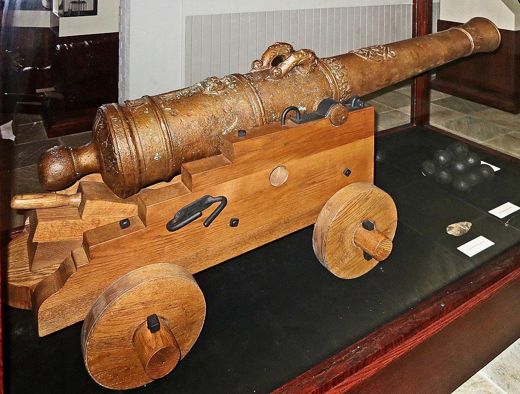 A cannon from the La Belle ship displayed in Matagorda County Museum