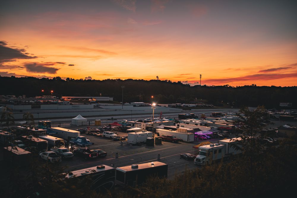 Aerial view of Michelin Raceway Road Atlanta's drift participants
