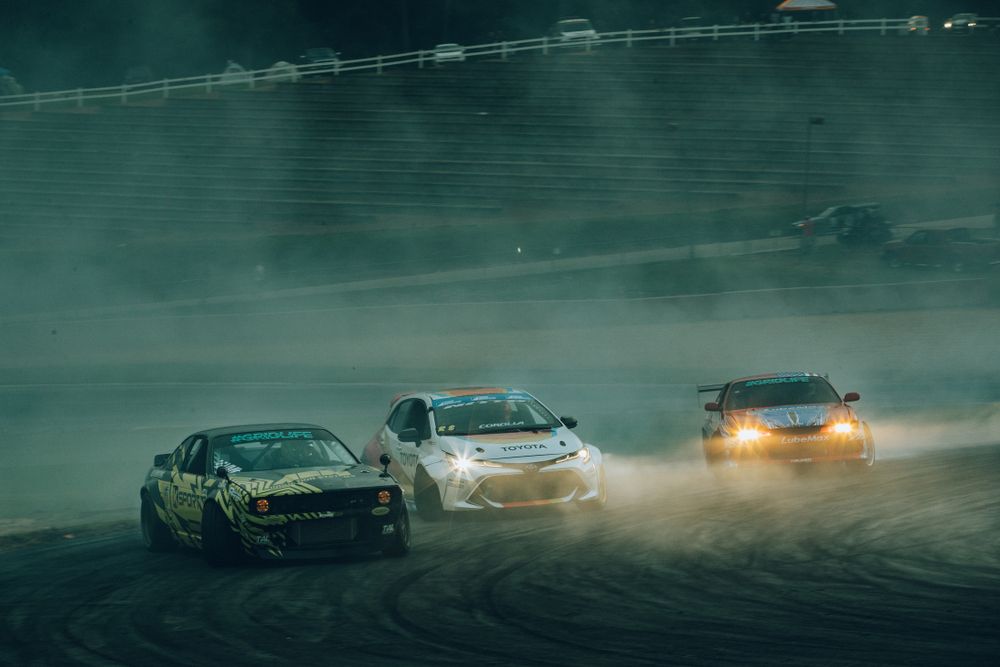 Drifting cars at Michelin Raceway Road Atlanta