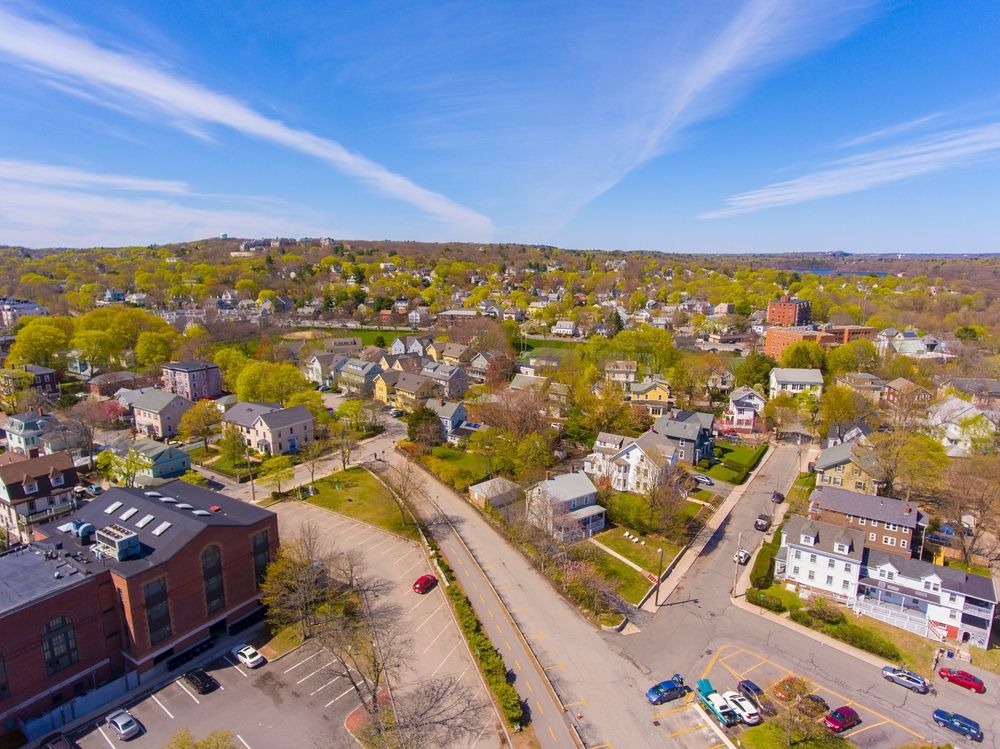 Aerial view of Minuteman Commuter Bikeway
