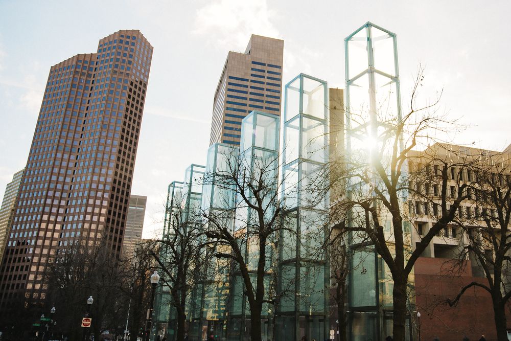 Daytime view of New England Holocaust Memorial