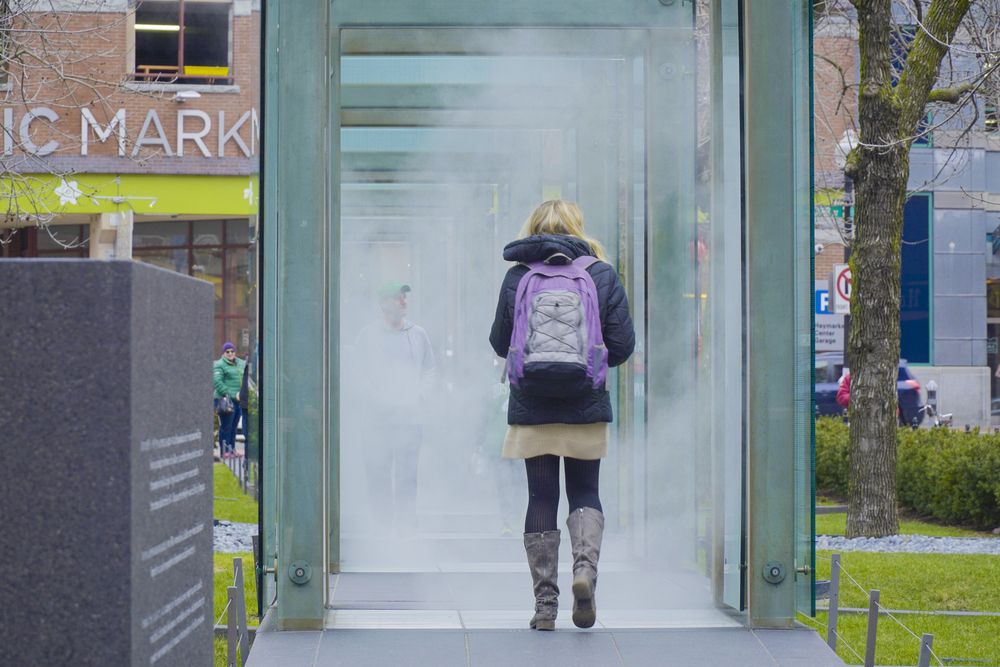 A person approaching the New England Holocaust Memorial