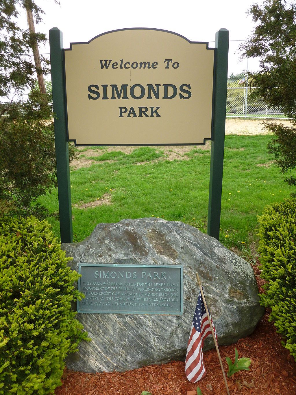 Welcome sign of Simonds Park