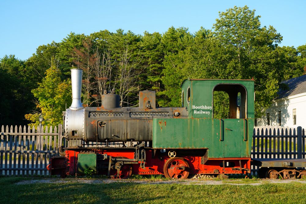 A locomotive at Boothbay Railway Village