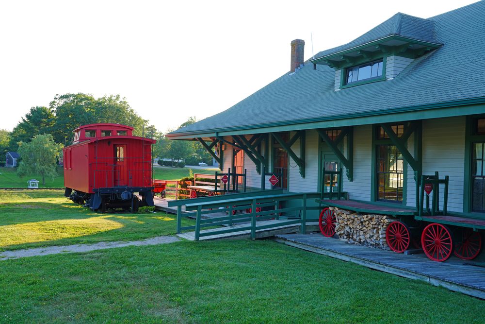 Exterior of Boothbay Railway Village's depot