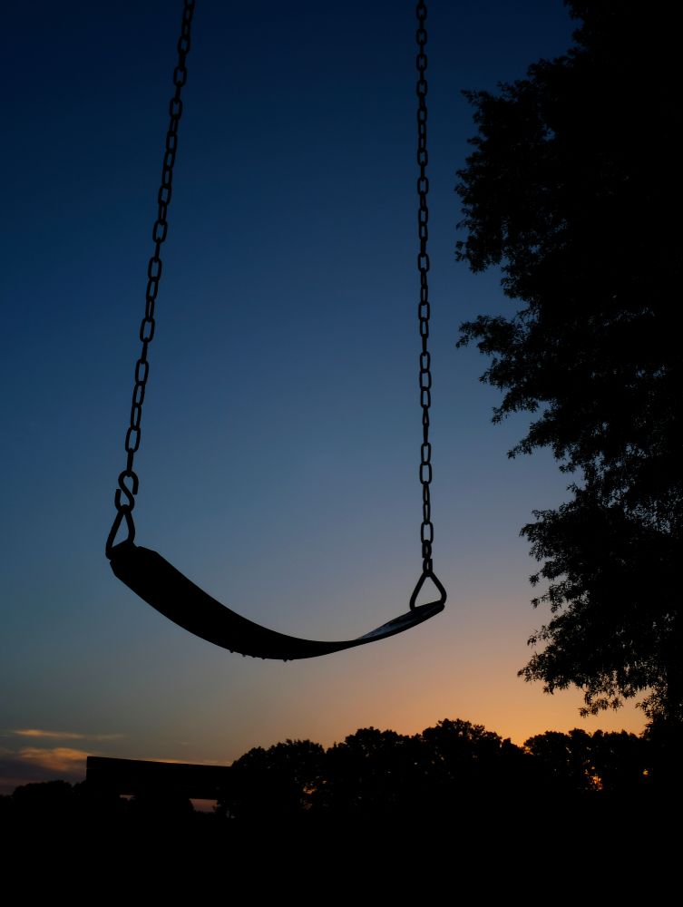 Silhouette of a swing at Lake Benson Park
