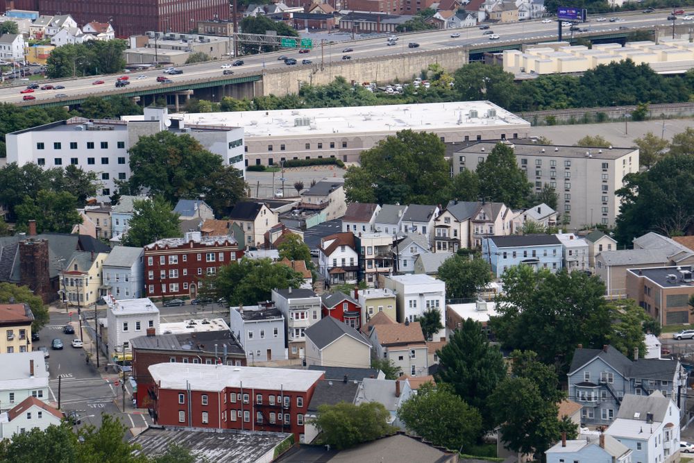 View of a city from Garret Mountain Reservation